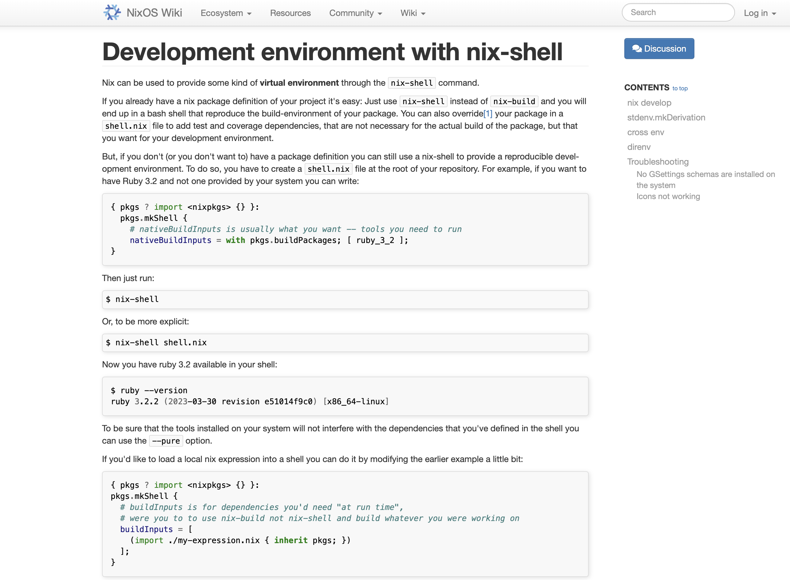 Read about nix-shell
